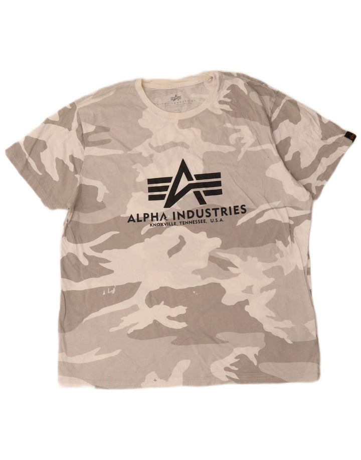 Męska koszulka z grafiką Alpha Industries, średnia szara bawełna w kamuflażu