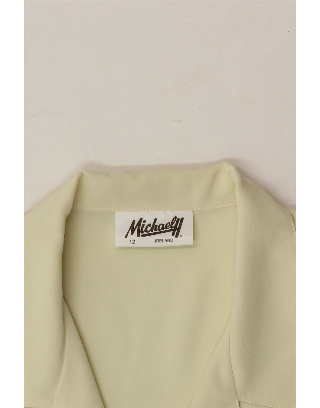 MICHAEL H Womens Short Sleeve Shirt Blouse UK 12 Medium  Yellow Polyester Vintage Michael H and Second-Hand Michael H from Messina Hembry 