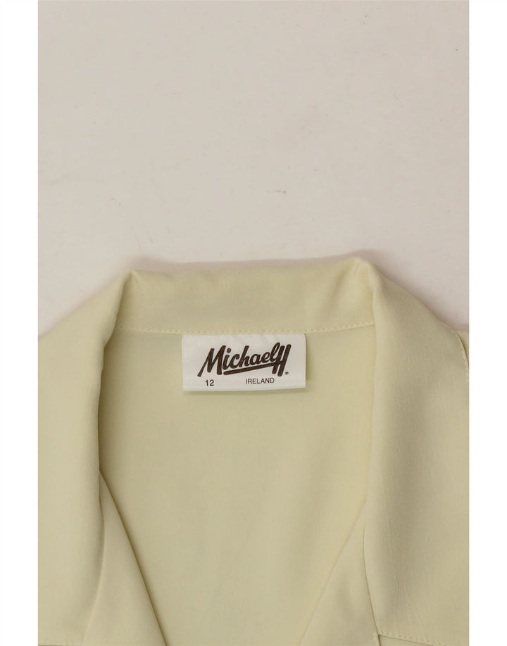 MICHAEL H Womens Short Sleeve Shirt Blouse UK 12 Medium  Yellow Polyester Vintage Michael H and Second-Hand Michael H from Messina Hembry 