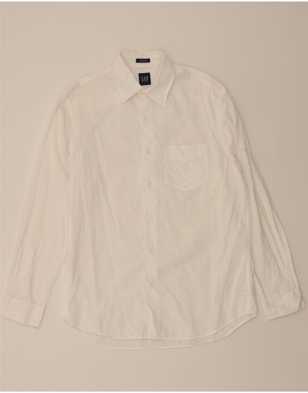 GAP Mens Relaxed Fit Shirt Medium White Pinstripe Cotton Vintage Gap and Second-Hand Gap from Messina Hembry 