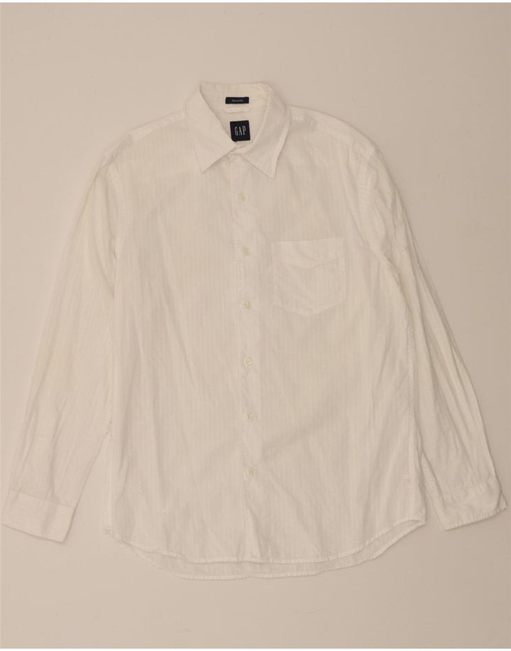 GAP Mens Relaxed Fit Shirt Medium White Pinstripe Cotton Vintage Gap and Second-Hand Gap from Messina Hembry 