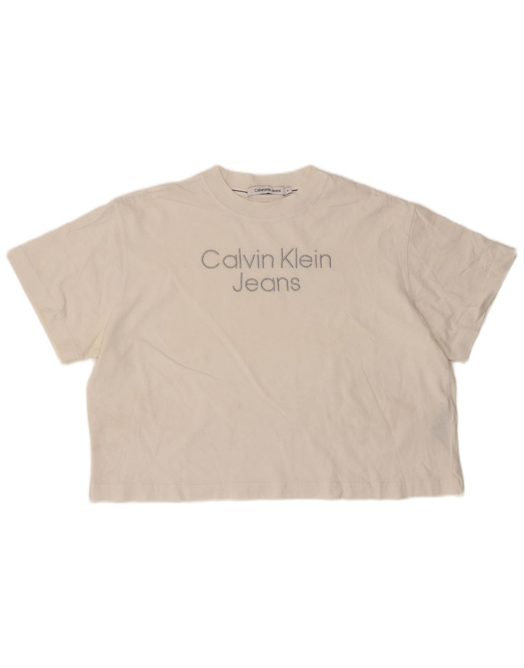 T-shirt damski Calvin Klein Jeans Crop Graphic Top UK 14 Średni biały