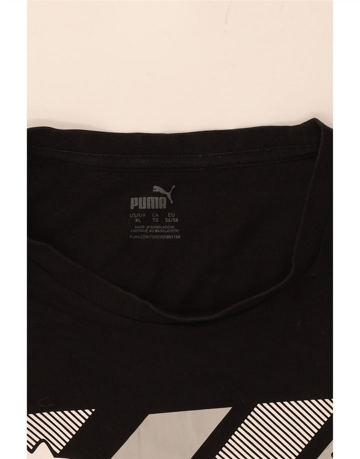 PUMA Mens Graphic T-Shirt Top XL Black Colourblock Vintage Puma and Second-Hand Puma from Messina Hembry 
