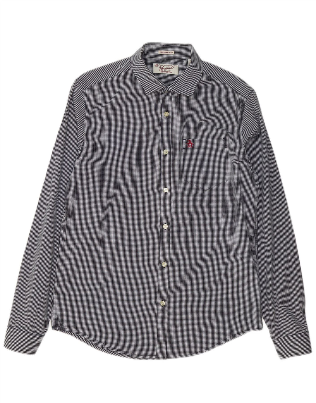 Koszula męska Penguin Heritage Slim Fit, średnia, granatowa bawełna w kratkę