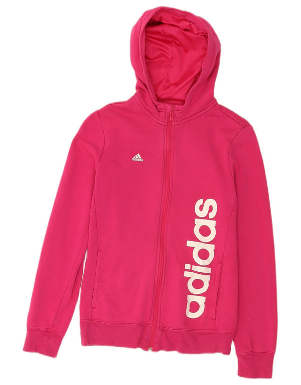 Adidas Dziewczęcy Graficzny sweter z kapturem i zamkiem błyskawicznym 13-14 lat Różowy Bawełniany Sport