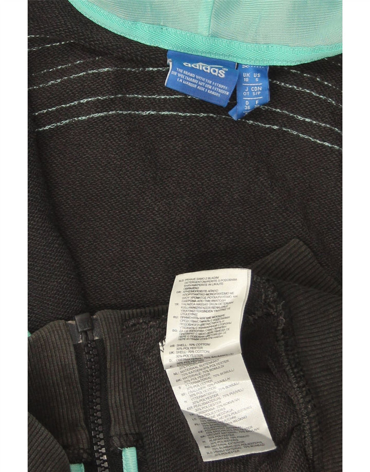 Damski sweter z kapturem i zamkiem ADIDAS UK 10, mały, czarny, bawełniany