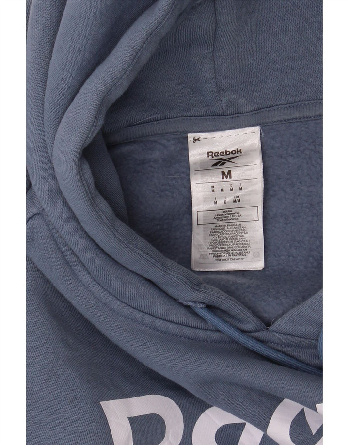 REEBOK Mens Graphic Hoodie Jumper Medium Blue Cotton Vintage Reebok and Second-Hand Reebok from Messina Hembry 