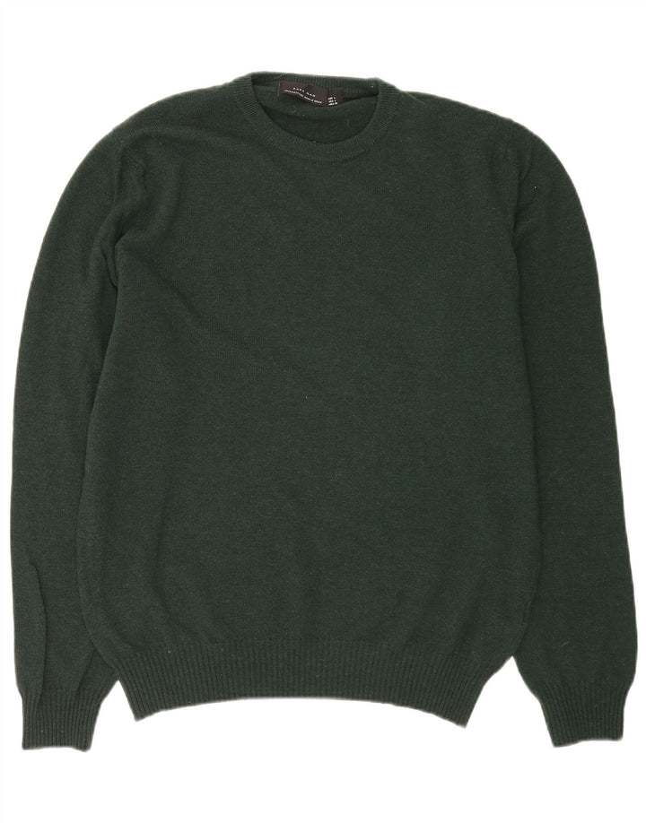 Męski sweter z okrągłym dekoltem Zara, duży, zielony, wełniany