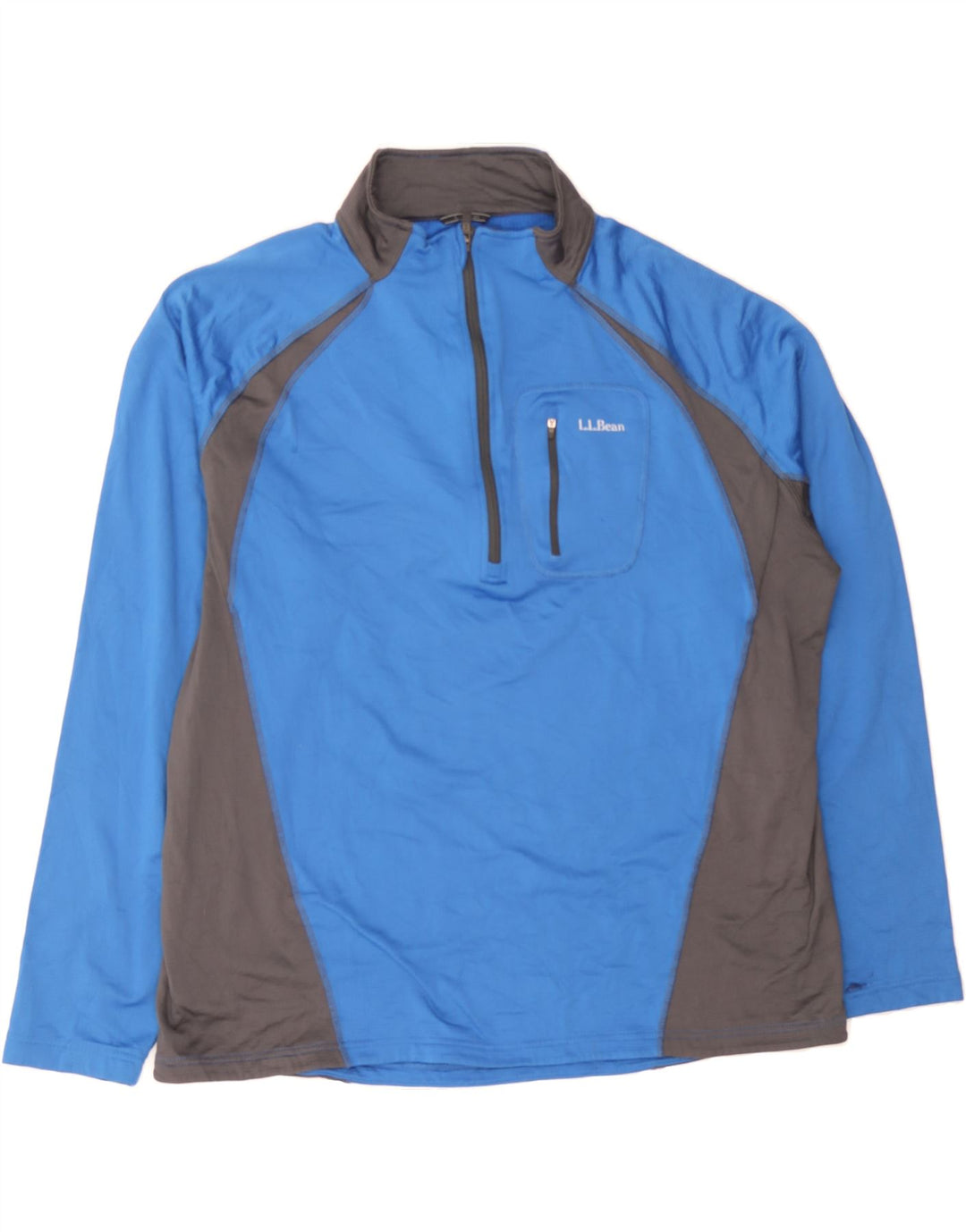 L.L.BEAN Mens Zip Neck Pullover Tracksuit Top 2XL Blue Colourblock Vintage L.L.Bean and Second-Hand L.L.Bean from Messina Hembry 