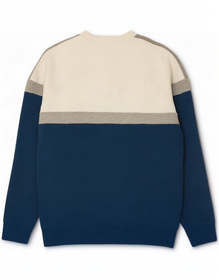 Adidas Męska bluza sweterkowa, średnia niebieska, bawełniana z blokami kolorów