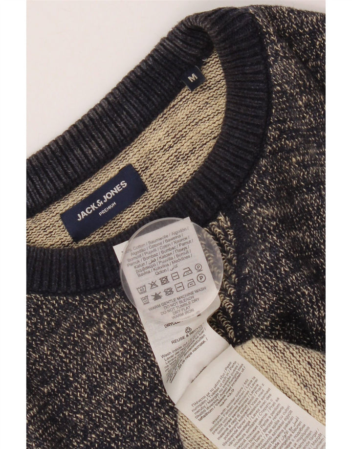 JACK & JONES Męski sweter z okrągłym dekoltem, średni, granatowy, bawełniany nakrapiany