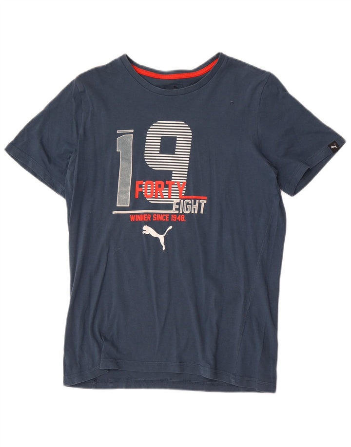 Chłopięcy T-shirt z grafiką Puma 13-14 lat, granatowy