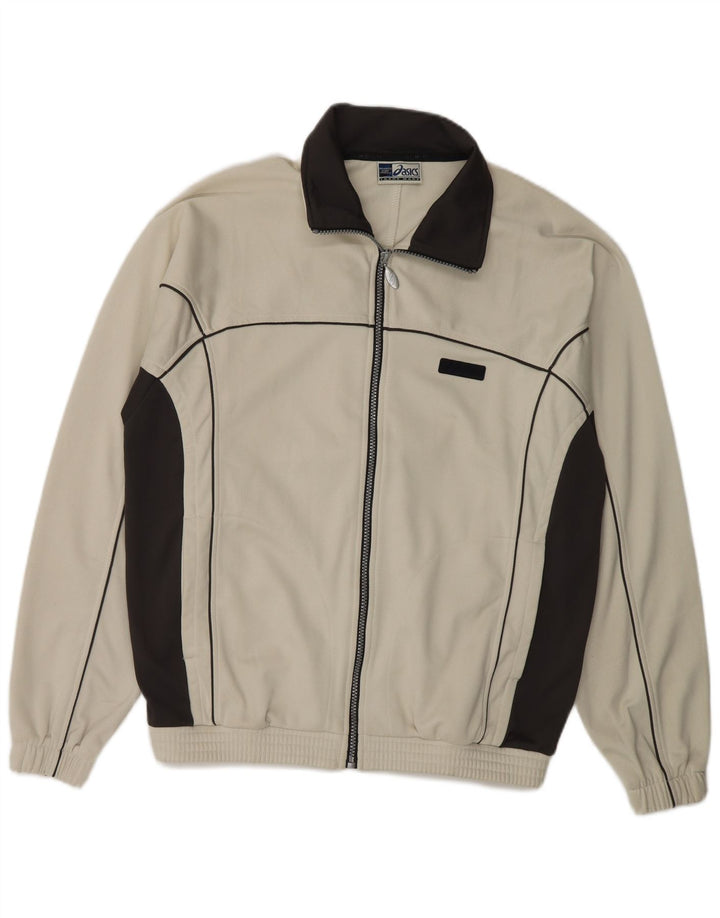 Męska kurtka dresowa Asics, mały beżowy poliester z blokami kolorów