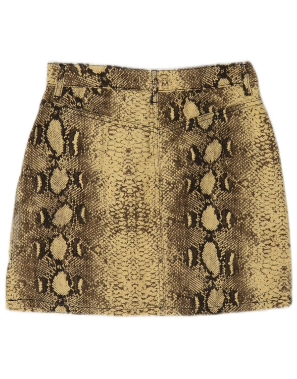 Damska spódniczka mini z grafiką Topshop UK 8 Small W26 Żółta bawełna z nadrukiem zwierzęcym