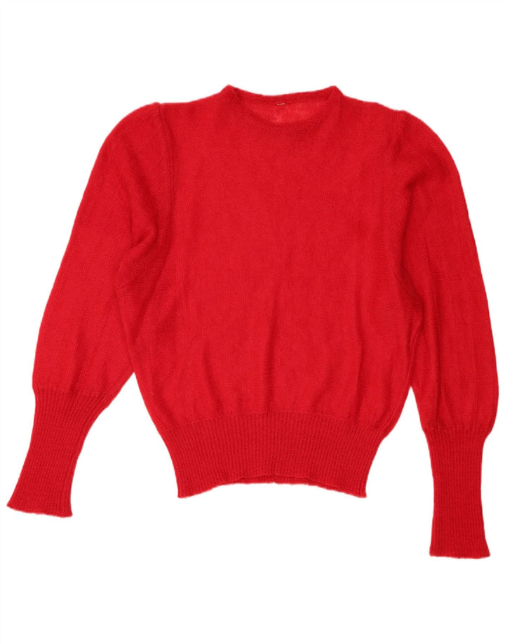 Sweter damski w stylu vintage z dekoltem w łódkę UK 12, średni czerwony