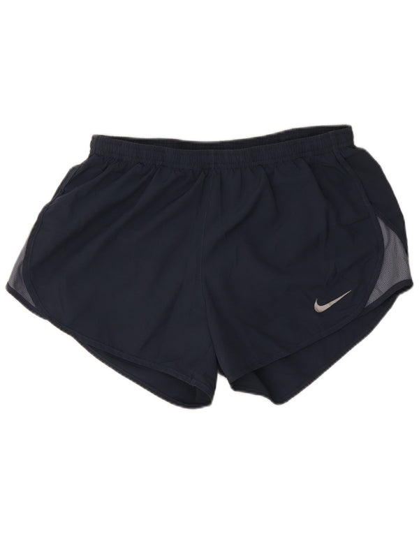 Damskie spodenki sportowe Nike Dri Fit UK 8, małe, granatowe, z poliestru w blokach kolorów