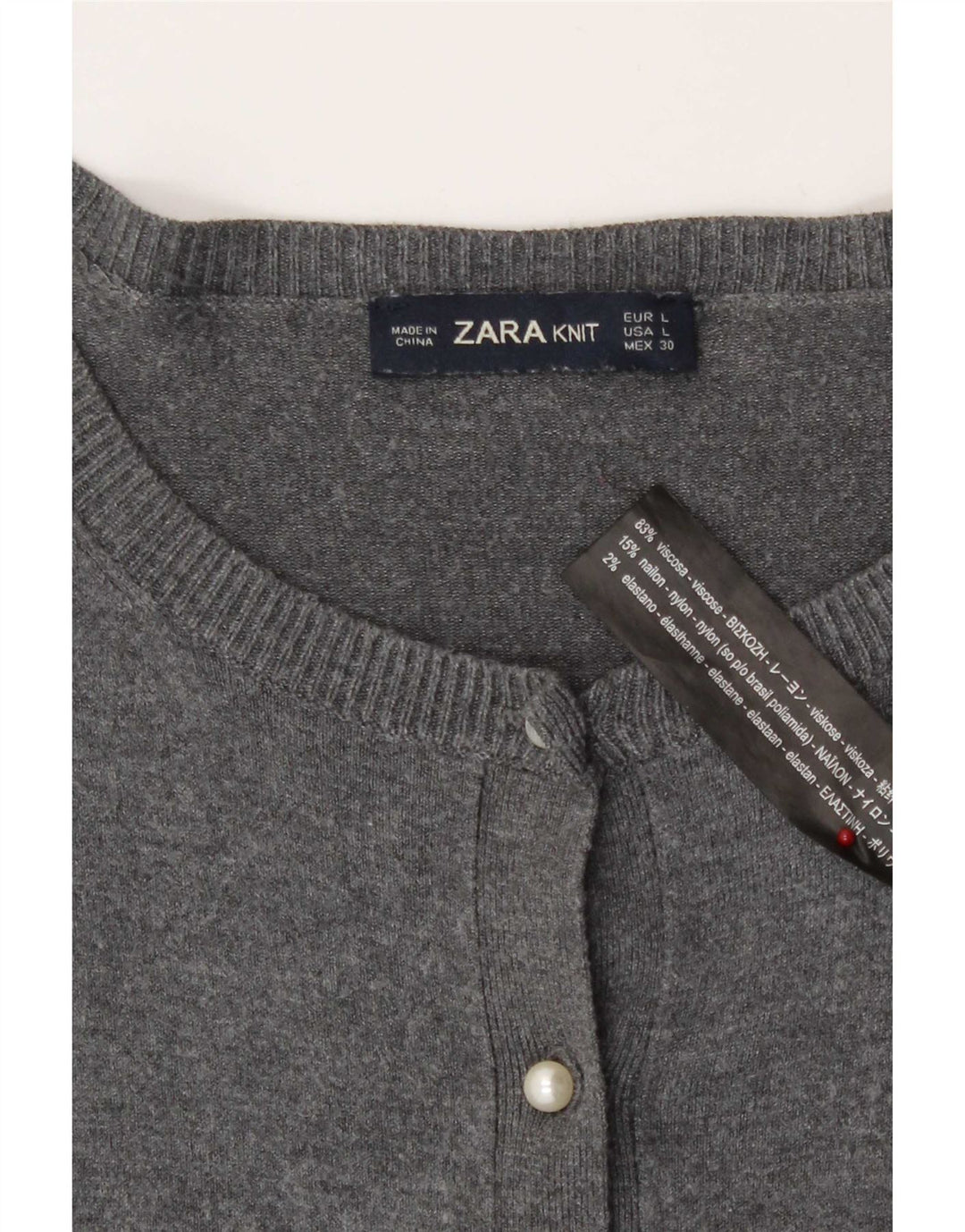 Sweter damski Zara Cardigan UK 14 Large, szara wiskoza