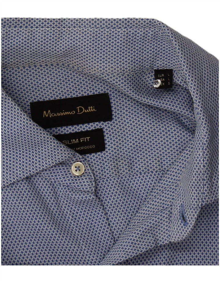 Męska koszula slim fit Massimo Dutti, duża, niebieska, geometryczna