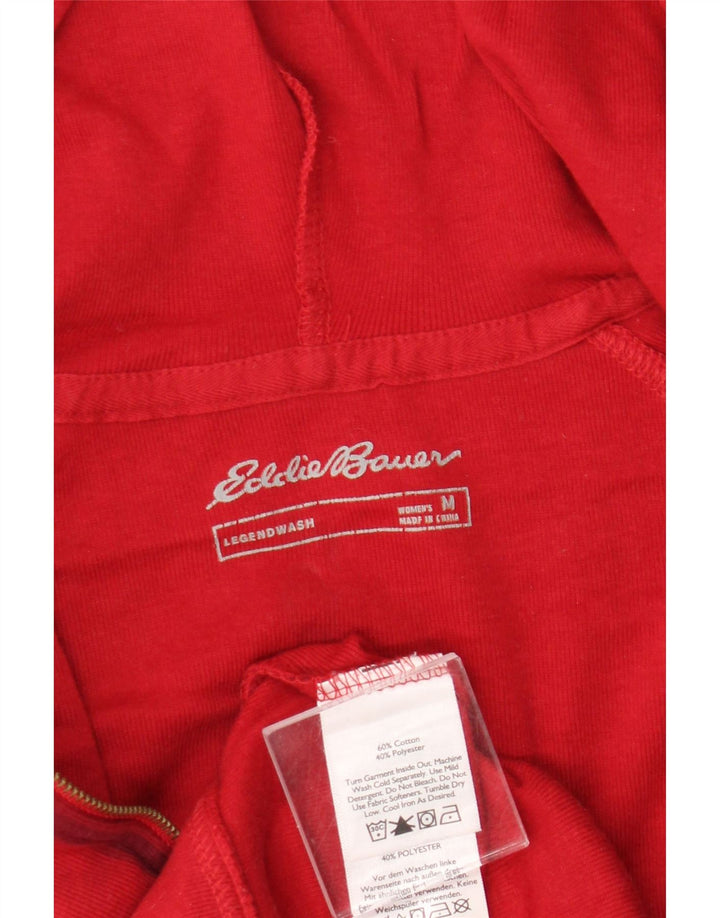 Damski sweter z kapturem i zamkiem Eddie Bauer UK 14, bawełniany w średnią czerwoną kratkę