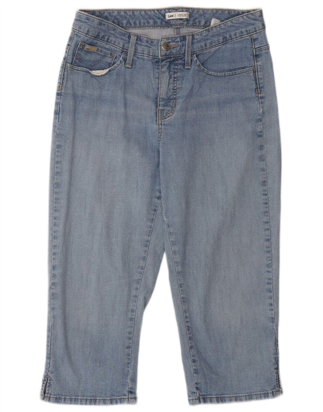 Damskie jeansy capri Lee z niskim stanem W28 L20 niebieskie