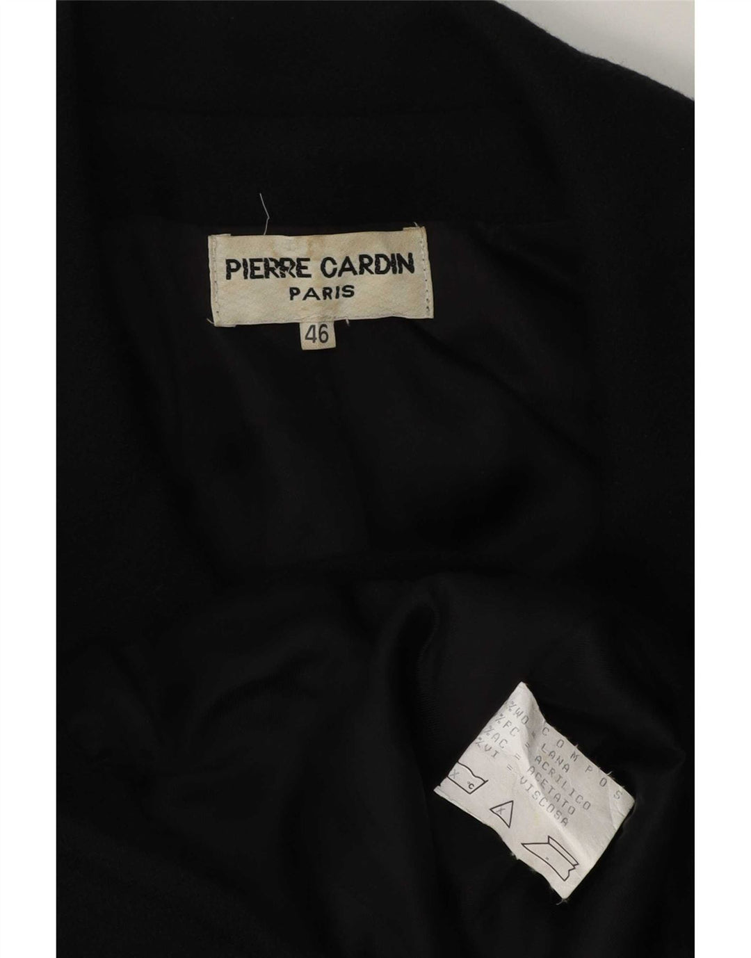 Damska marynarka Pierre Cardin zapinana na 4 guziki IT 46, duża, czarna wełna
