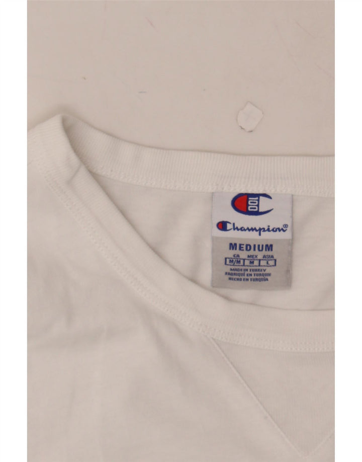 CHAMPION Mens Graphic T-Shirt Top Medium White Cotton Vintage Champion and Second-Hand Champion from Messina Hembry 