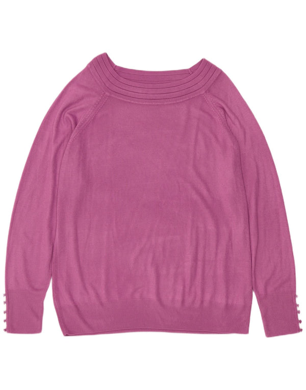 Marks & Spencer Damski sweter z dekoltem w łódkę UK 22 2XL Fioletowy akryl