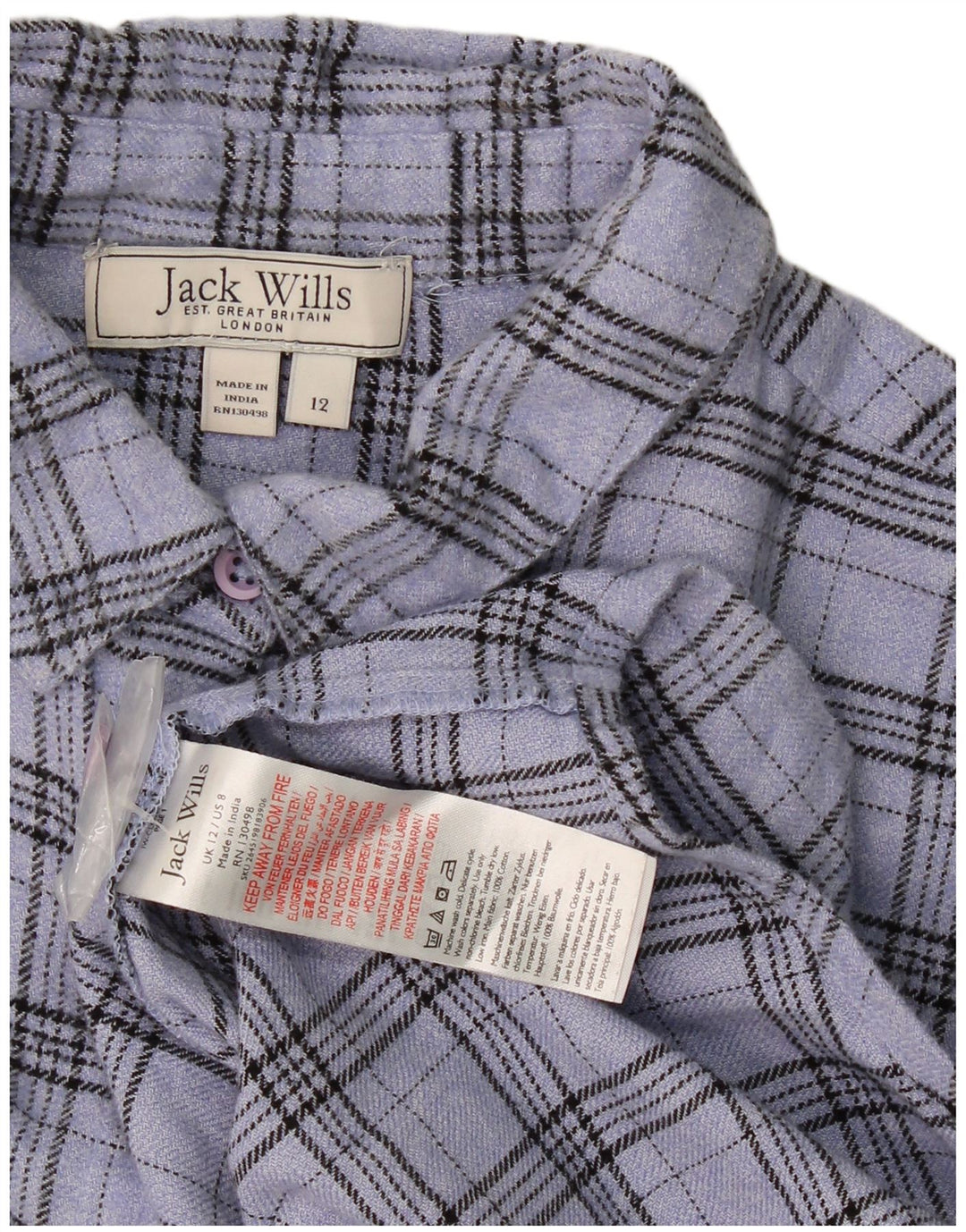 Damska sukienka koszulowa oversize Jack Wills UK 12, bawełniana w średnią niebieską kratkę