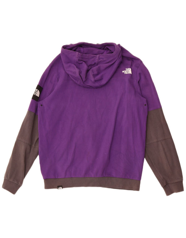 The North Face Mens Graphic Hoodie Jumper Large Purple Colourblock Cotton