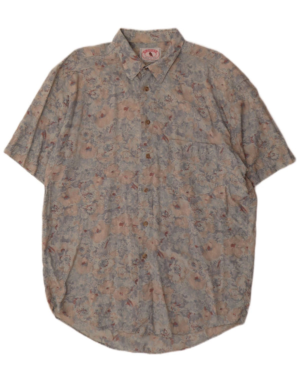 Męska koszula z krótkim rękawem VINTAGE XL, wielokolorowy, kwiatowy sztuczny jedwab