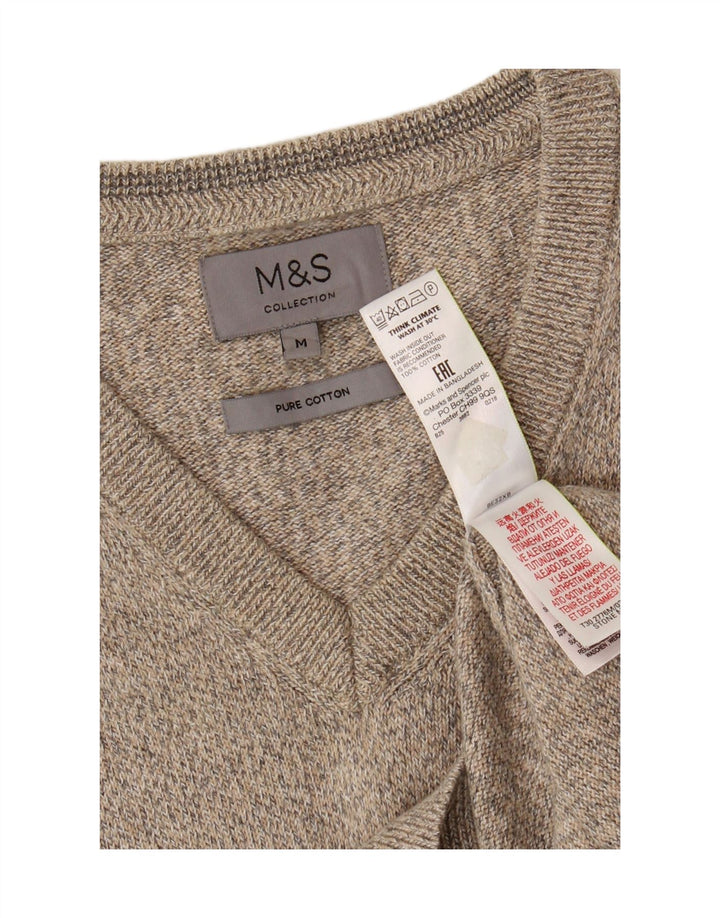 Marks & Spencer Męski podkoszulek z kamizelką, średni beż, bawełna z plamkami