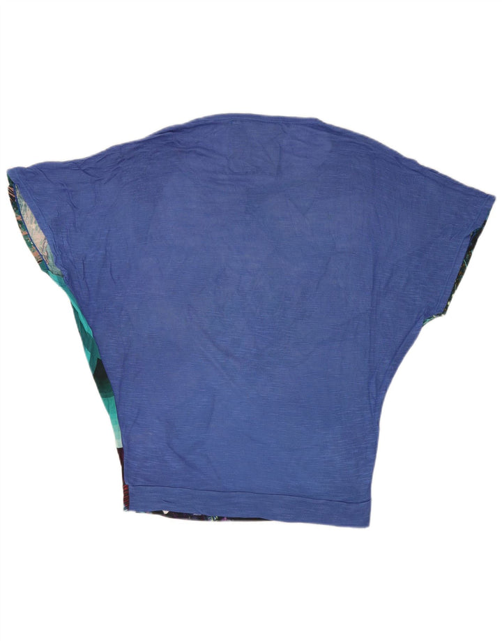 DESIGUAL Damska bluzka Batwing Top UK 10 Small Blue w kwiatowe wiskozy