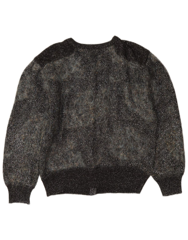 Sweter damski w stylu vintage, UK 12, średni szary, nakrapiany moher
