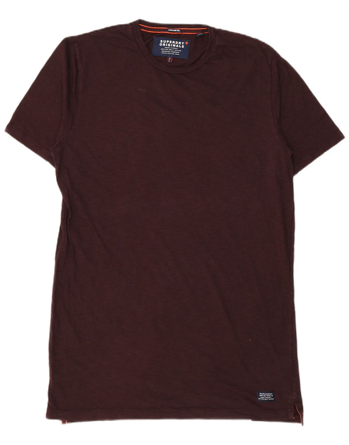 SUPERDRY Męski T-shirt Top XL Burgundowa Bawełniana