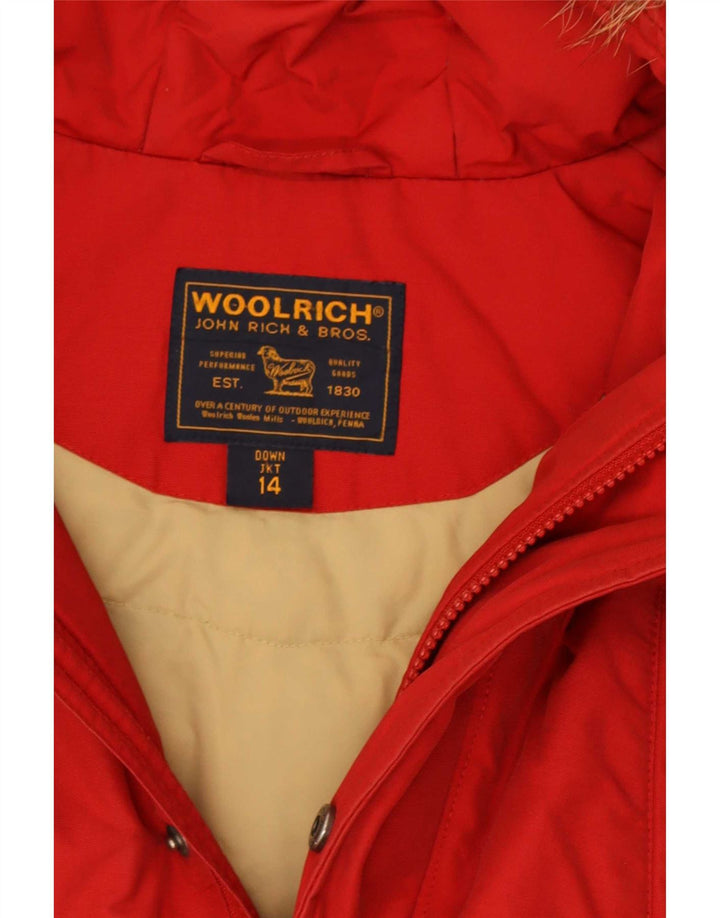 Ocieplana kurtka chłopięca z kapturem Woolrich 13-14 lat, czerwona, bawełniana