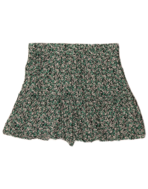 Damskie spodenki z wysokim stanem Zara, średnie W28, zielona wiskoza w kwiaty