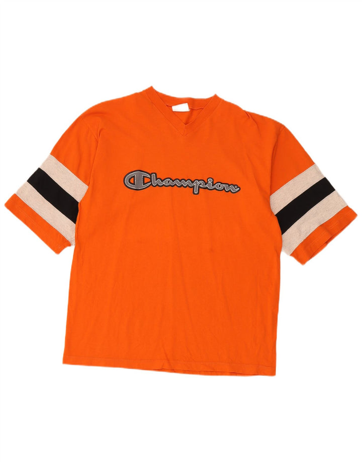 Męski T-shirt Champion z grafiką, bawełniany, średni pomarańczowy kolor