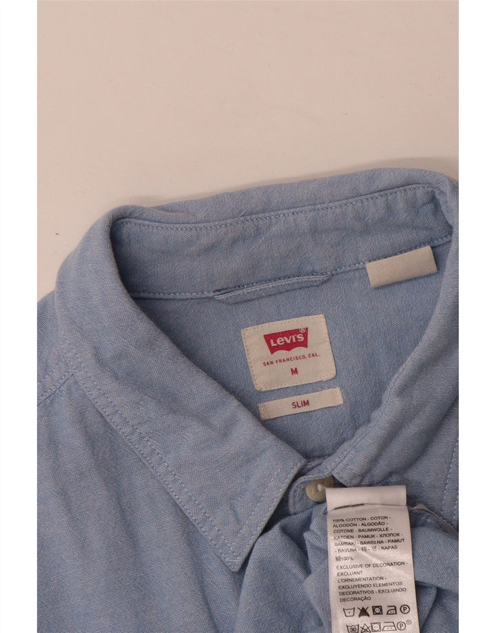 Wąska koszula męska Levi's, średnia niebieska, bawełniana