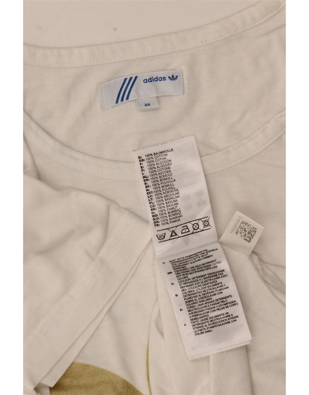 Damska koszulka z grafiką Adidas Top EU 36, mała, biała bawełna