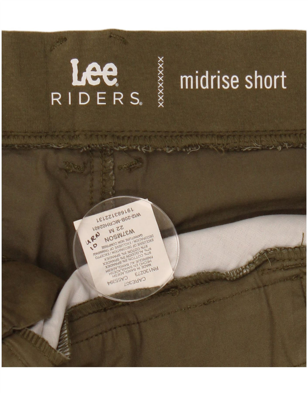 Damskie spodenki chino LEE Riders ze średnim stanem US 22 3XL W44, bawełna khaki