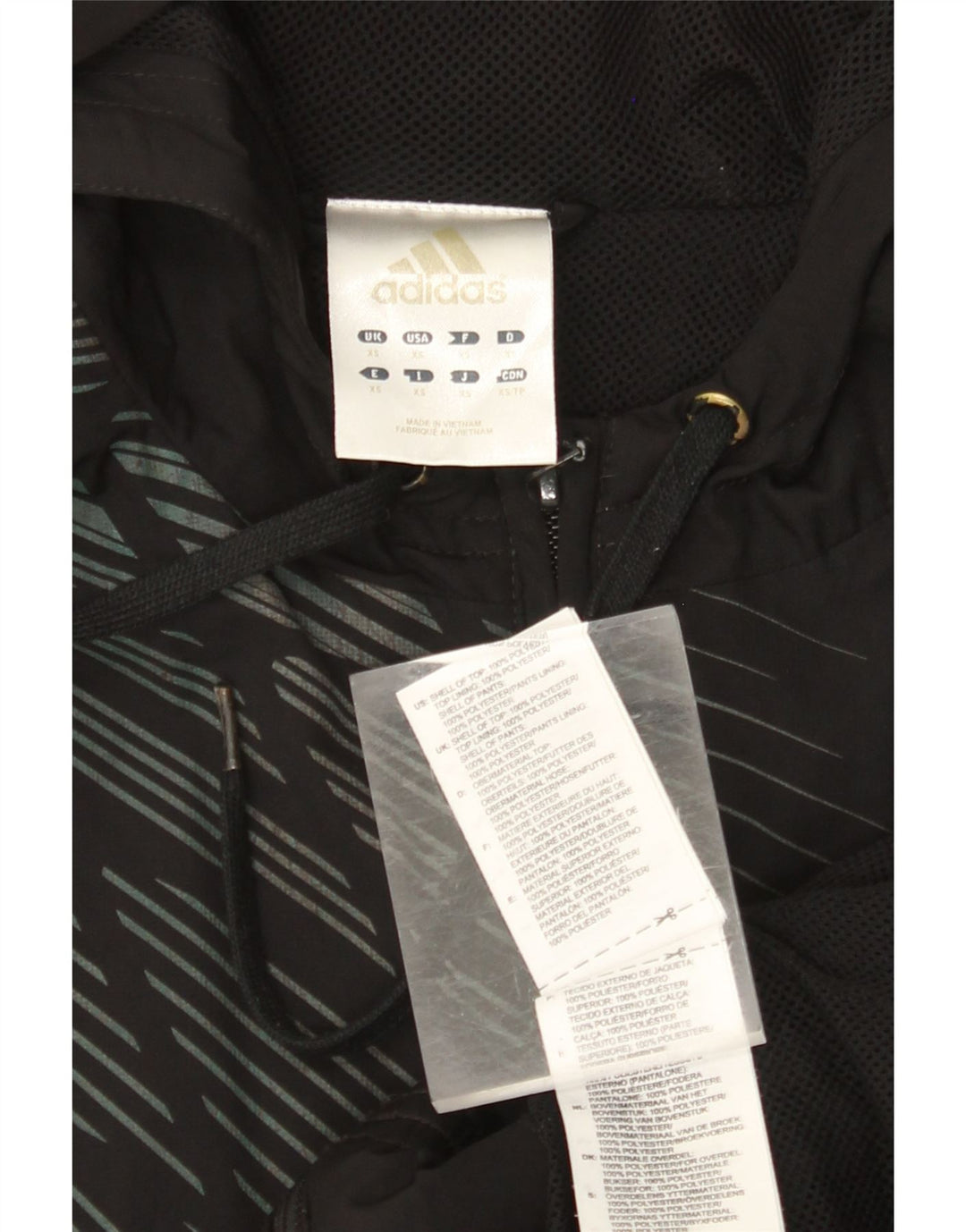 Męski sweter z kapturem i zamkiem ADIDAS XS, poliester w czarne paski