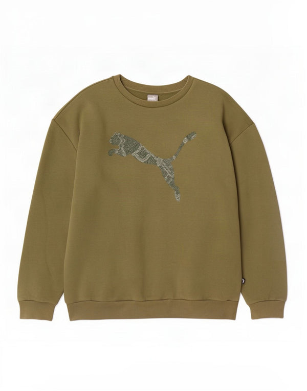 Męska bluza z grafiką Puma, sweter XL, bawełna khaki