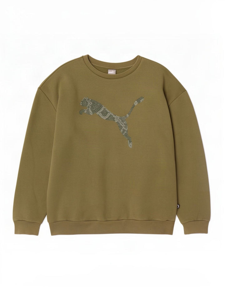 Męska bluza z grafiką Puma, sweter XL, bawełna khaki