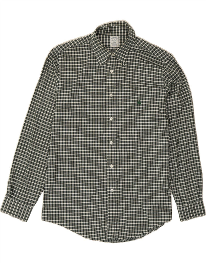 BROOKS BROTHERS Mens Regent Shirt Large Grey Check Cotton Vintage Brooks Brothers and Second-Hand Brooks Brothers from Messina Hembry 