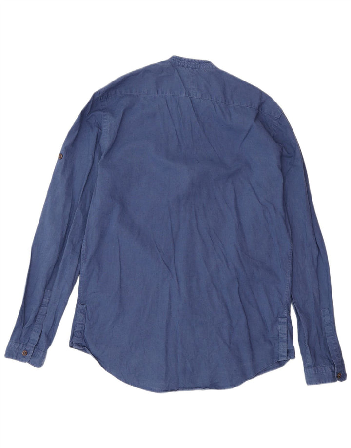 Koszula męska Zara Slim Fit, duża, niebieska lniana