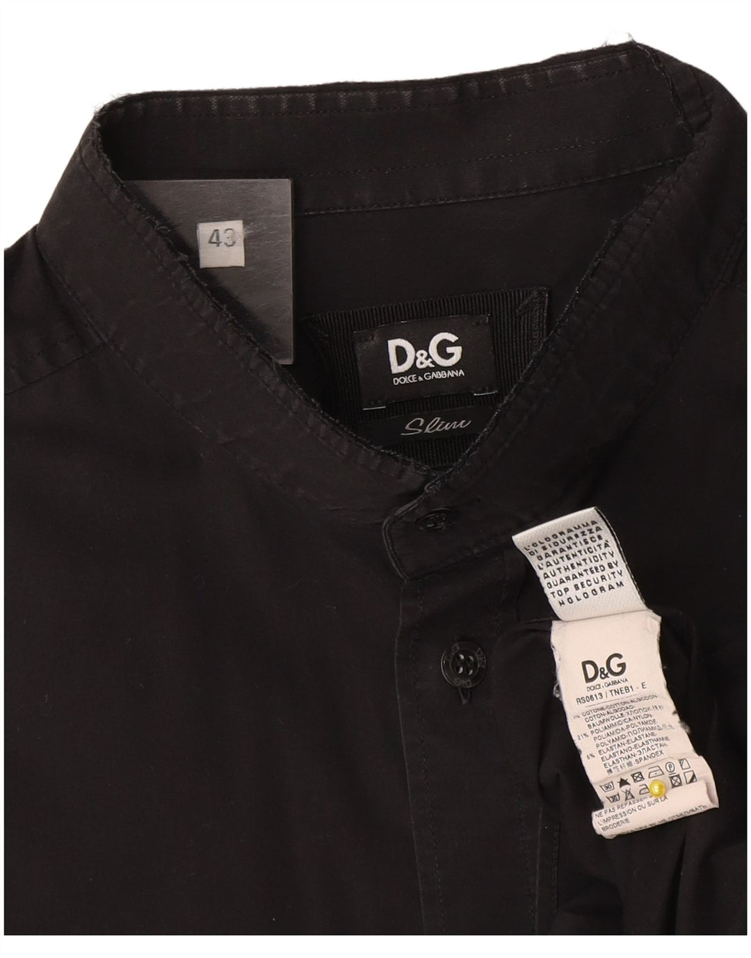 Koszula męska Dolce & Gabbana w rozmiarze 43, duża, czarna, bawełniana