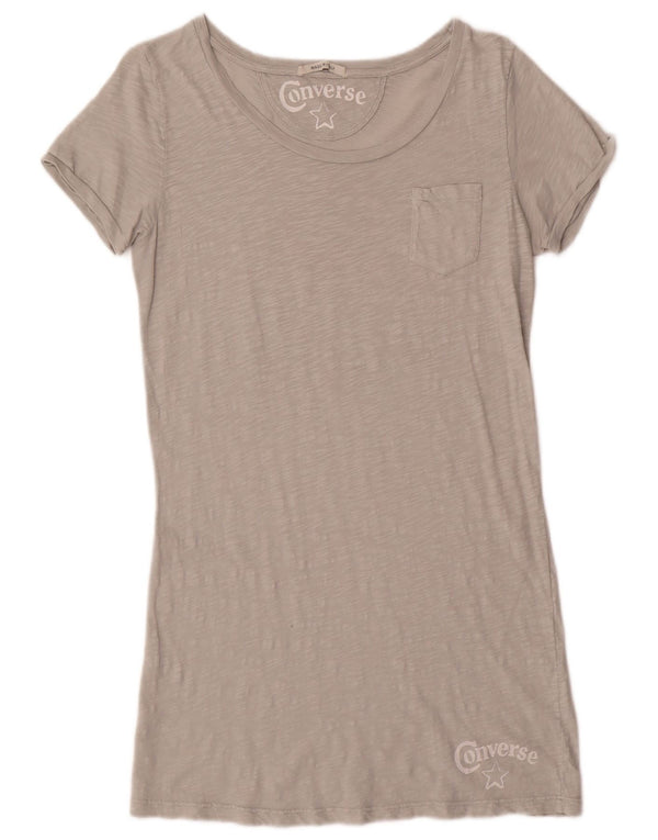 CONVERSE Damska sukienka t-shirtowa z grafiką UK 18 XL, szara bawełna