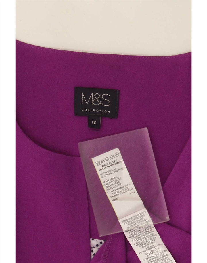 Marks & Spencer Damska otwarta marynarka UK 16, duża, fioletowa, poliestrowa
