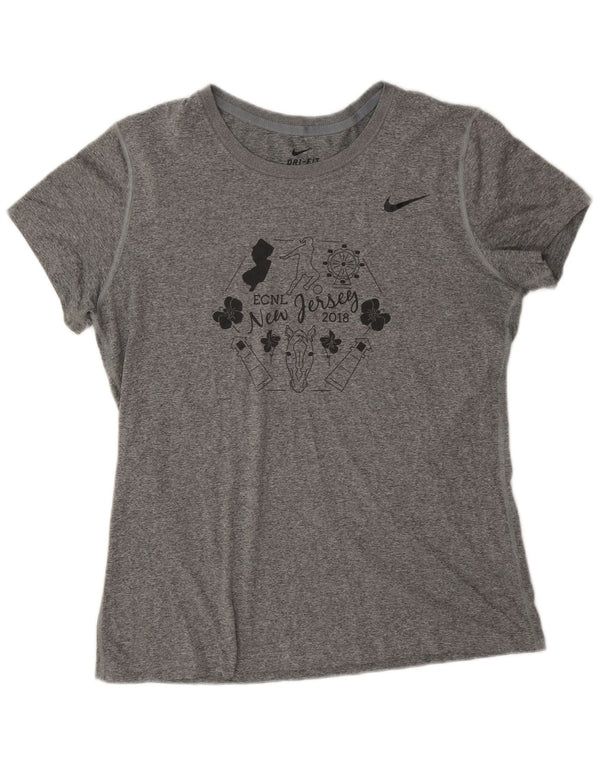 Damska koszulka z grafiką Nike New Jersey Top UK 16, duża, szara, nakrapiana