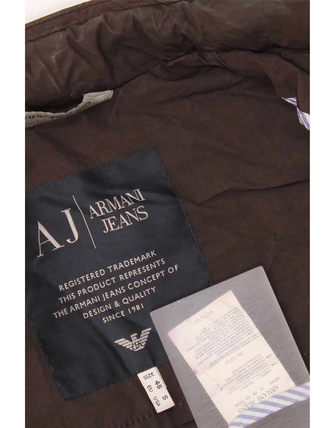 Męska kurtka bomber z kapturem Armani Jeans EU 48, mały, brązowy poliester